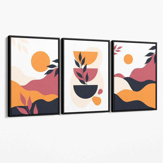Boho Canvas Print Set of 3 Vibrant Art Decor 1
