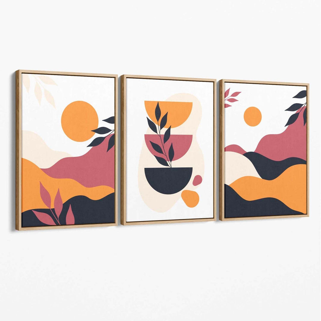Boho Canvas Print Set of 3 Vibrant Art Decor 3