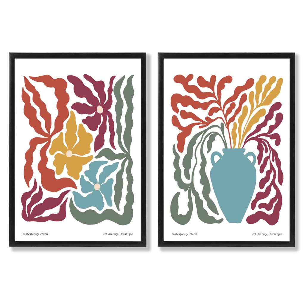 Boho Flower Art Print Set, 2 Framed Prints 0