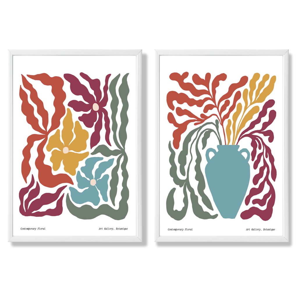 Boho Flower Art Print Set, 2 Framed Prints 3