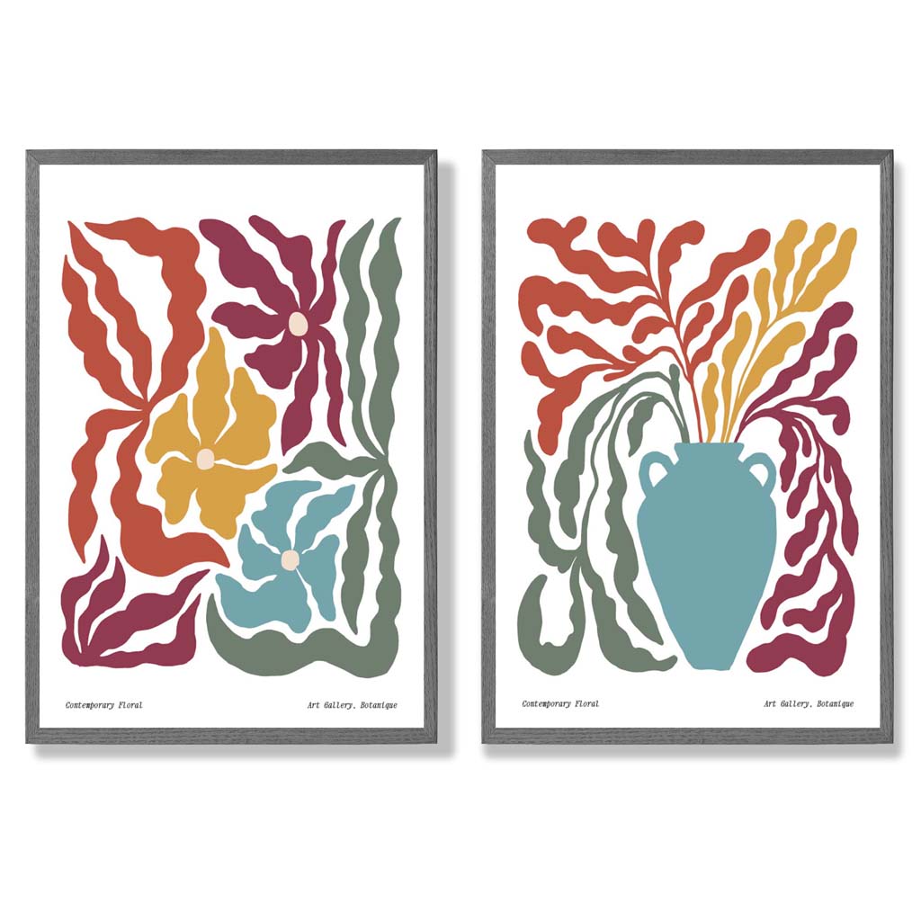 Boho Flower Art Print Set, 2 Framed Prints 4
