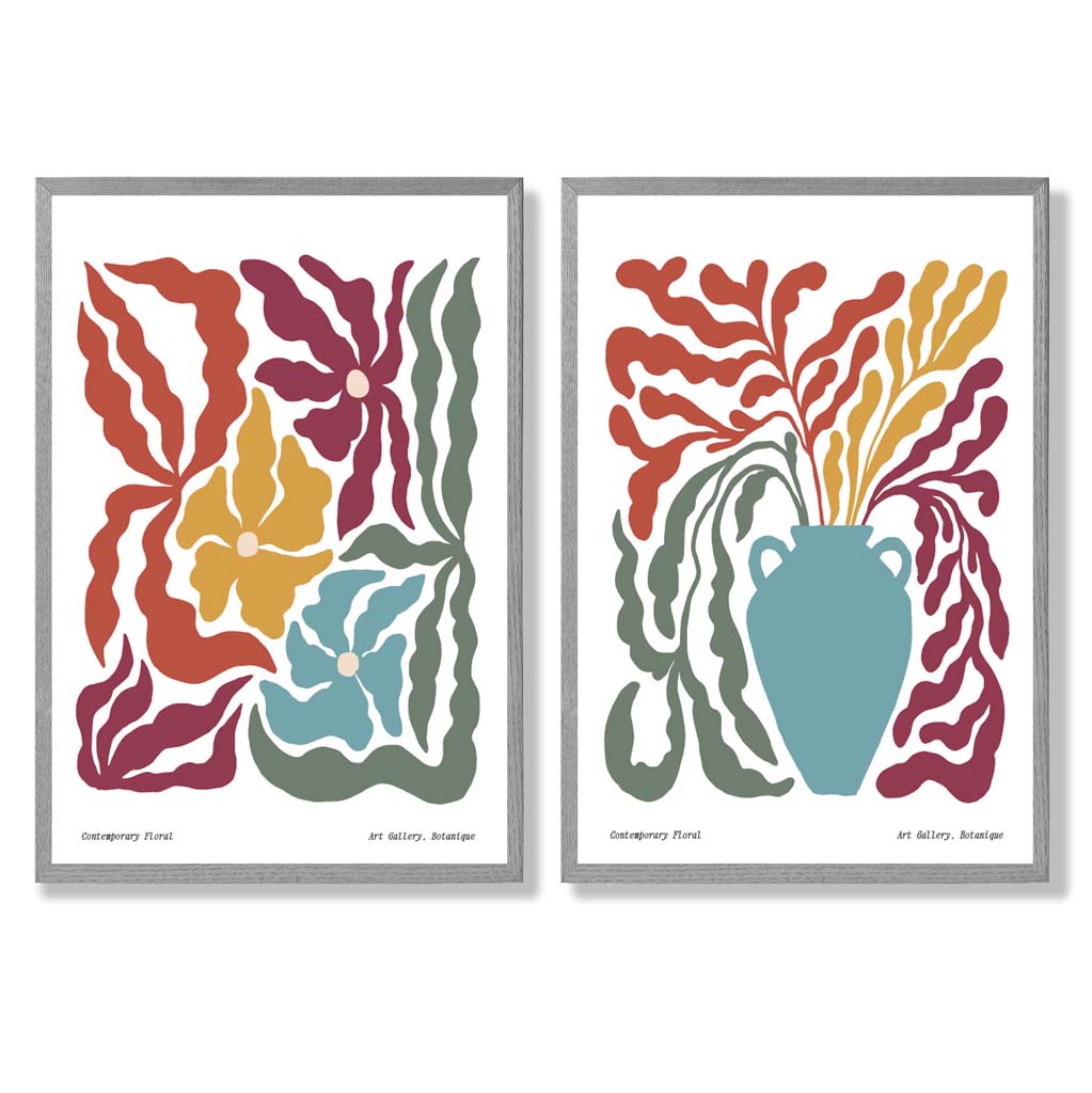 Boho Flower Art Print Set, 2 Framed Prints 5