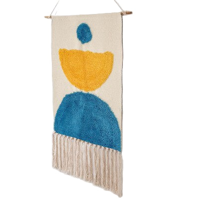 Boho Käsinkudottu Kuvakudos Tupsuilla 0