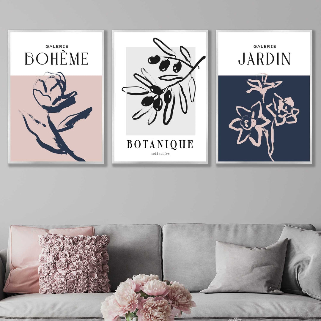Boho Tyylinen Seinätaito, 3 Kpl Kukka- ja Lehtikuvioita 0