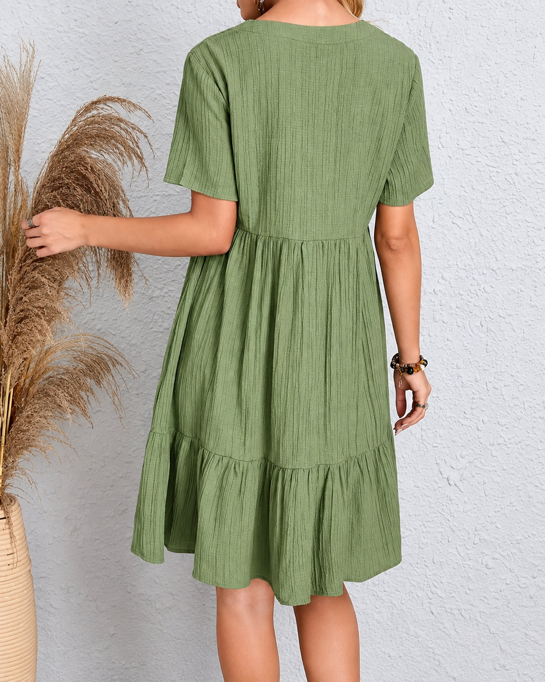 Naisten V-Aukkoinen Ontto Peplum Mitoitettu Levenevä Mekko