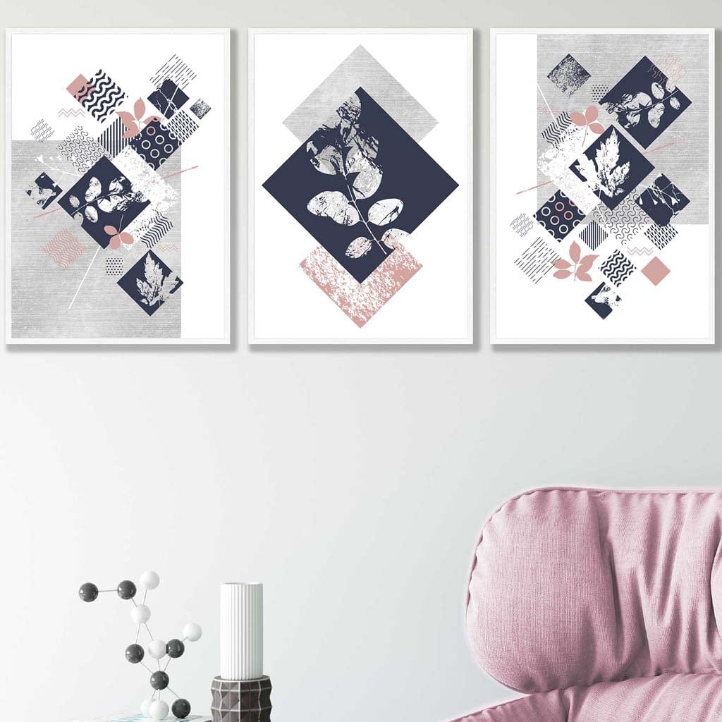 Geometrinen Taide Setti Abstrakti Kukkaprintti 0