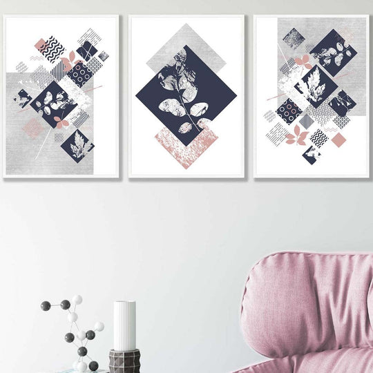 Geometrinen Taide Setti Abstrakti Kukkaprintti 0