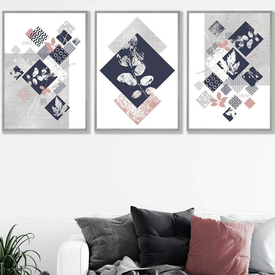 Geometrinen Taide Setti Abstrakti Kukkaprintti 4