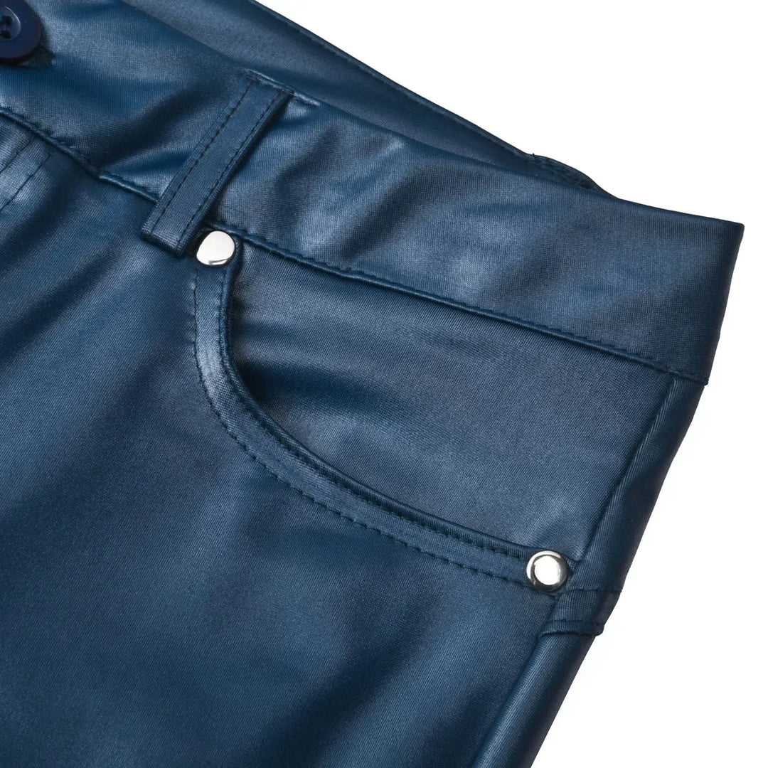 Naisten Keinotekoiset Nahkahousut Korkea Vyötärö Slim Fit PU-Nahka 5
