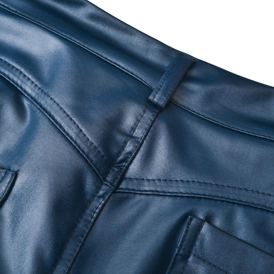 Naisten Keinotekoiset Nahkahousut Korkea Vyötärö Slim Fit PU-Nahka 4