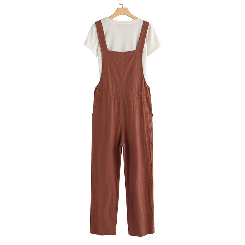 Naisten Hihaton Jumpsuit Rento Puuvilla Dungarees 5