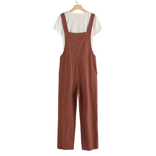 Naisten Hihaton Jumpsuit Rento Puuvilla Dungarees 5