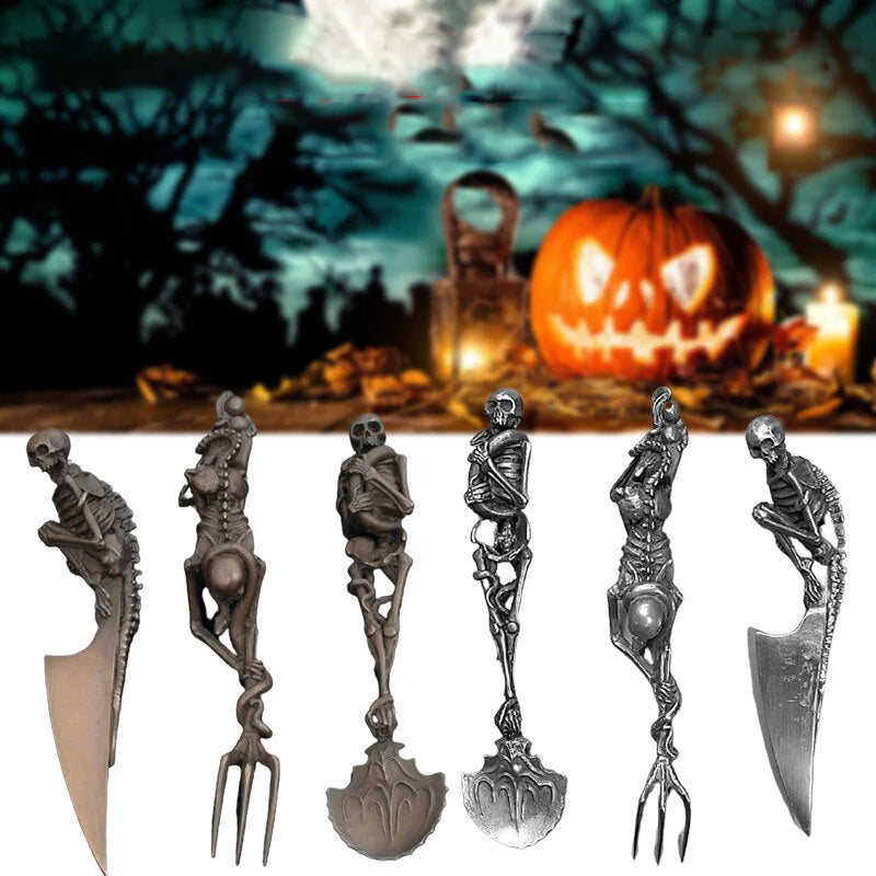 Halloweenin Teemaiset Ruokailuvälineet Luuranko-tyylillä 15 cm 1