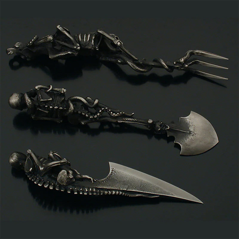 Halloweenin Teemaiset Ruokailuvälineet Luuranko-tyylillä 15 cm 5