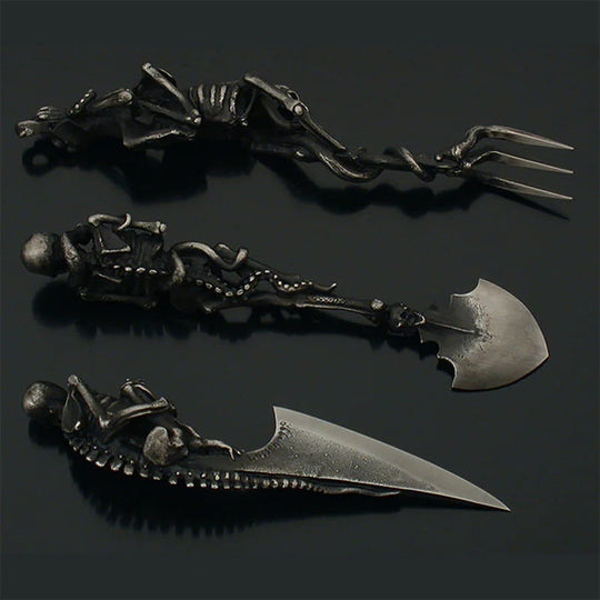 Halloweenin Teemaiset Ruokailuvälineet Luuranko-tyylillä 15 cm 5