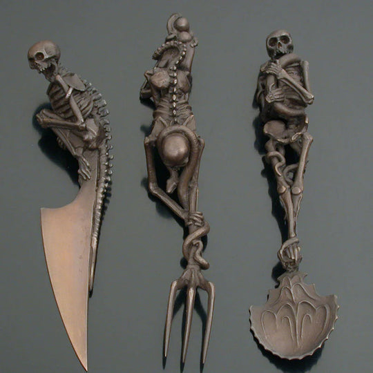 Halloweenin Teemaiset Ruokailuvälineet Luuranko-tyylillä 15 cm 7