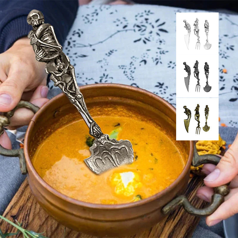 Halloweenin Teemaiset Ruokailuvälineet Luuranko-tyylillä 15 cm 8