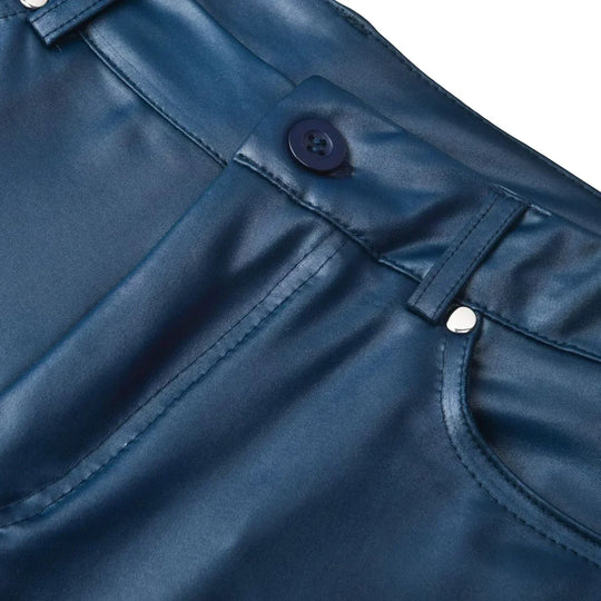 Naisten Keinotekoiset Nahkahousut Korkea Vyötärö Slim Fit PU-Nahka 6