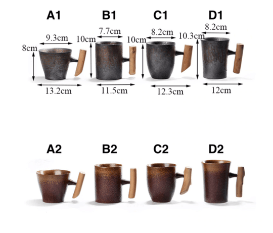 Japanilainen Kahvimuki Puisella Kahvalla Vintage Tyylillä 0