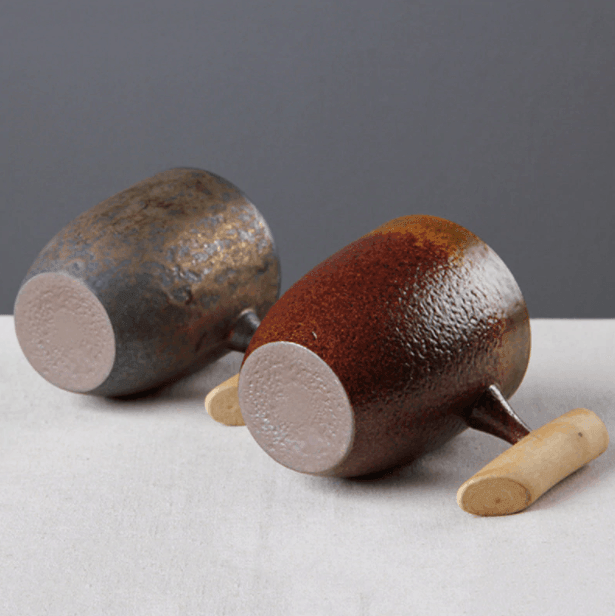 Japanilainen Kahvimuki Puisella Kahvalla Vintage Tyylillä 3