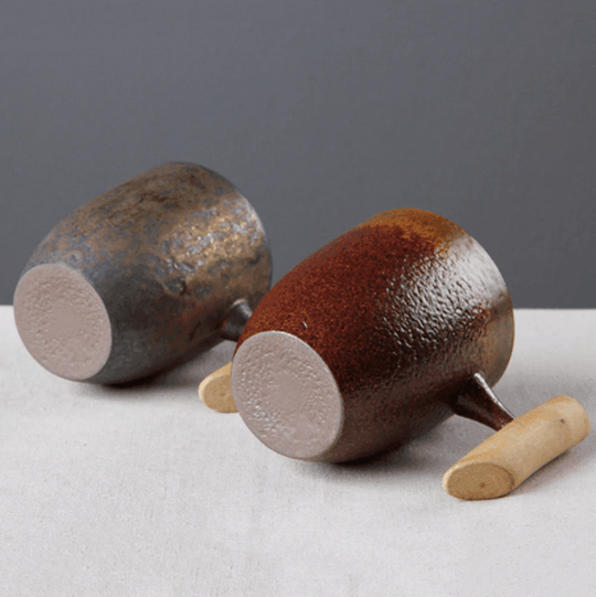 Japanilainen Kahvimuki Puisella Kahvalla Vintage Tyylillä 3