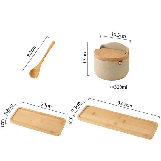Japanilaistyylinen Keraaminen Maustepurkki Bambukannella 5