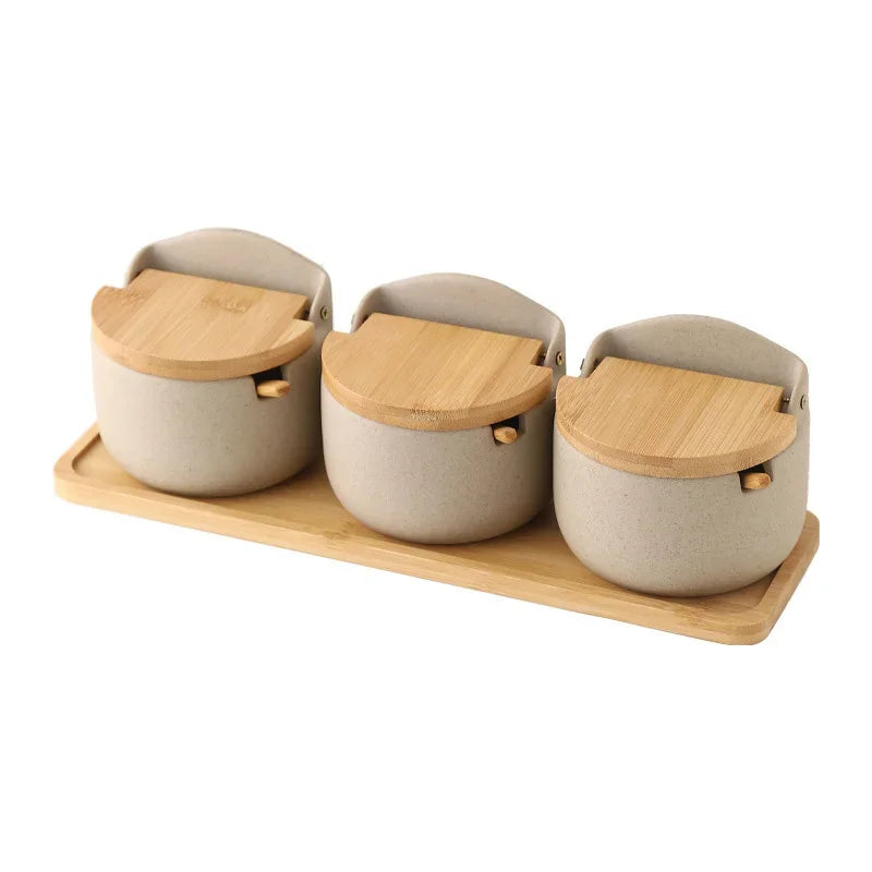 Japanilaistyylinen Keraaminen Maustepurkki Bambukannella 7