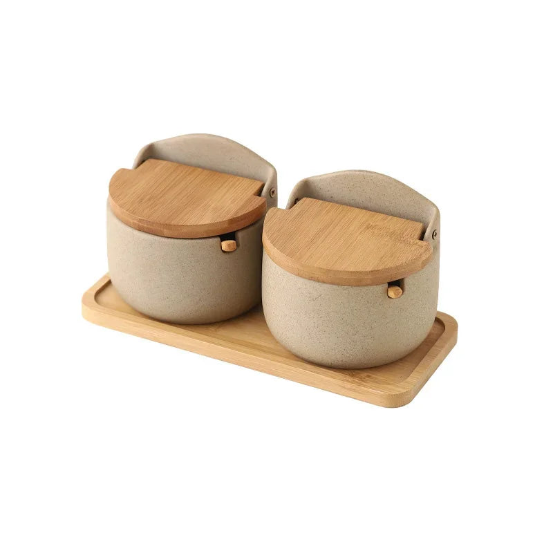 Japanilaistyylinen Keraaminen Maustepurkki Bambukannella 8