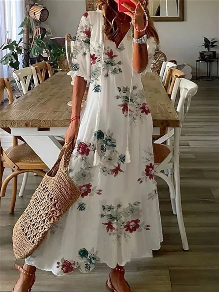 Naisille Maxi Mekko Kesätyyli Kevyt Materiaali-1