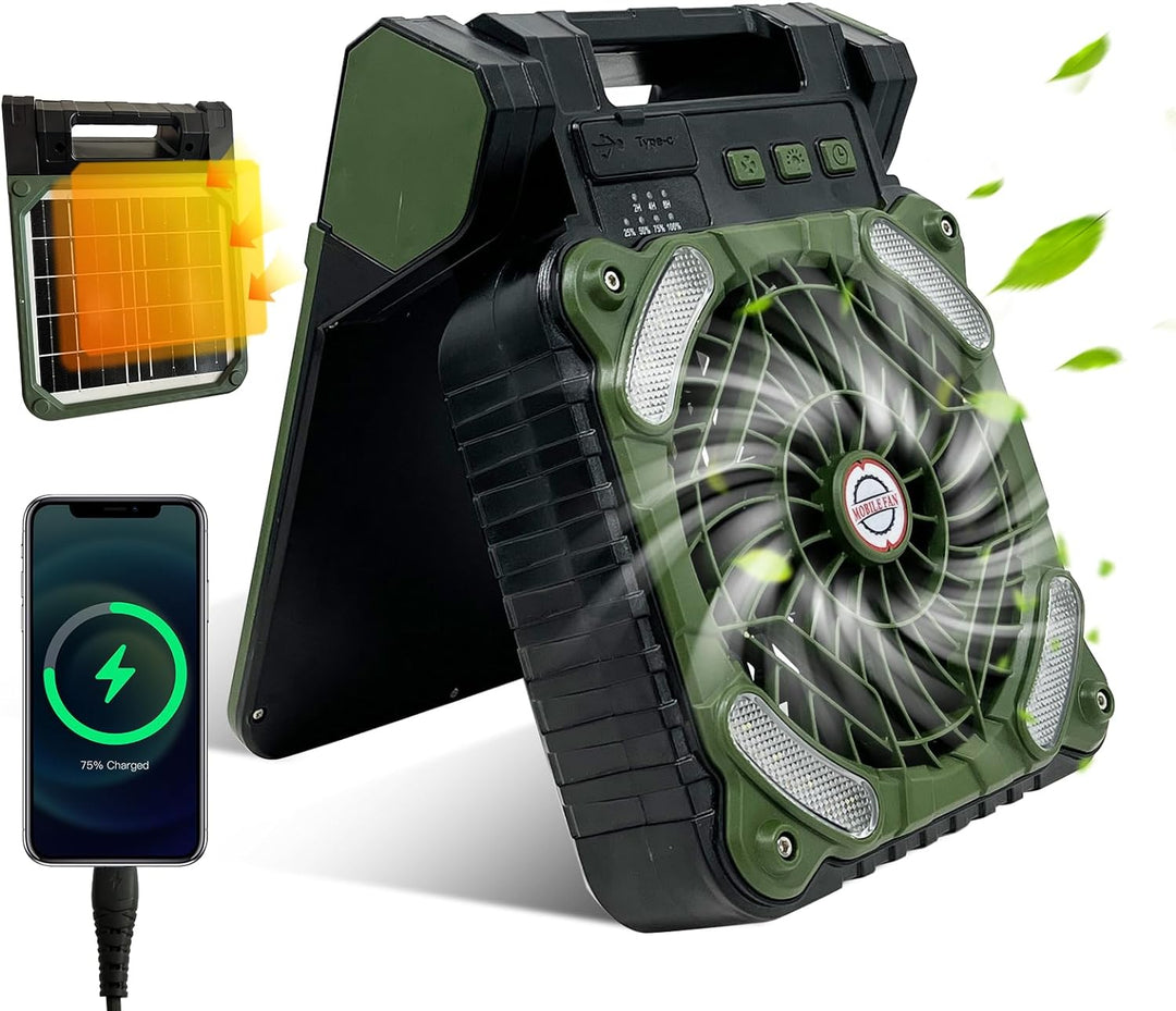 Kannettava Aurinkotuulettimen LED-lamppu Tehokas Ilmastointi 0