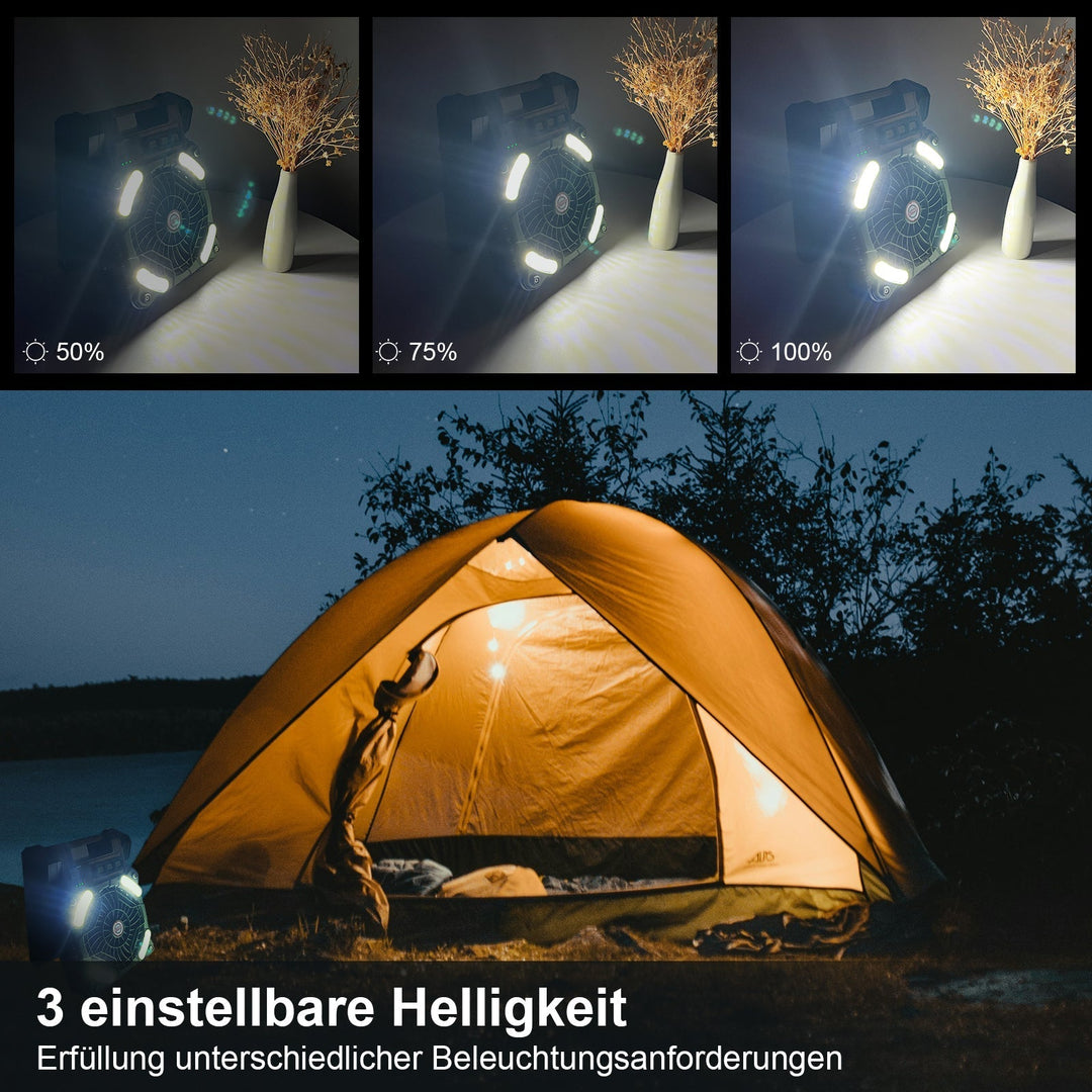 Kannettava Aurinkotuulettimen LED-lamppu Tehokas Ilmastointi 4