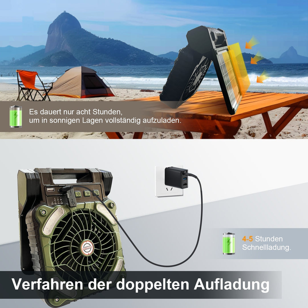 Kannettava Aurinkotuulettimen LED-lamppu Tehokas Ilmastointi 7