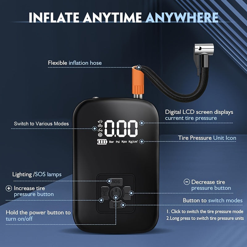 Kannettava Ilmakompressori Digitaalinen Pumppu LED-valolla 2