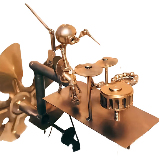 Käsintehty Metallituulimylly Rock Band Puutarhakoristeet Liikkuva Taideteos 0