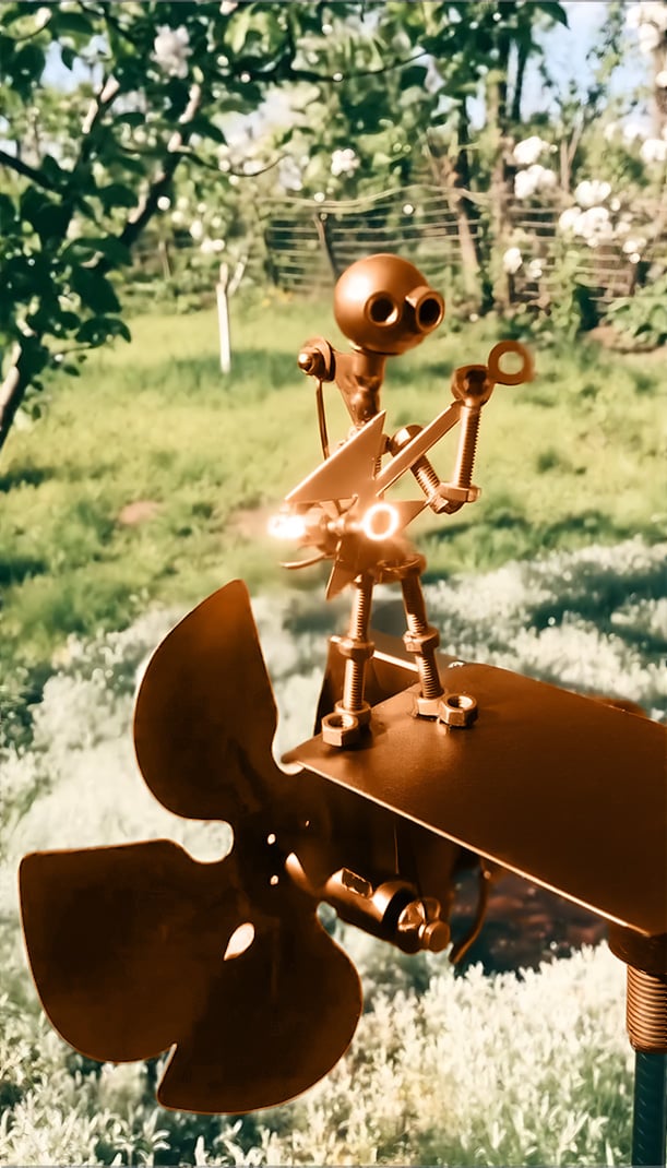 Käsintehty Metallituulimylly Rock Band Puutarhakoristeet Liikkuva Taideteos 3