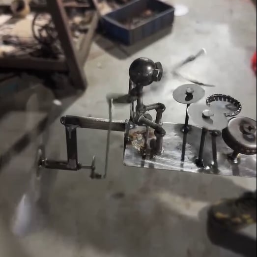 Käsintehty Metallituulimylly Rock Band Puutarhakoristeet Liikkuva Taideteos 5