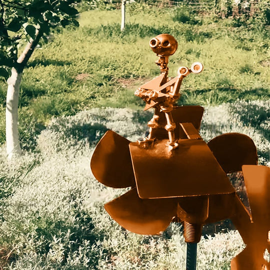 Käsintehty Metallituulimylly Rock Band Puutarhakoristeet Liikkuva Taideteos 6