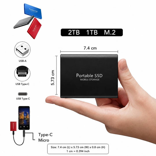 Kompakti SSD Kovalevy Korkean Nopeuden Tallennus USB-C 1050MB/s