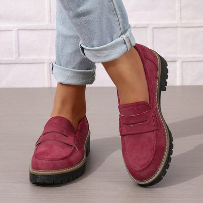 Naisten Suede Loaferit Paksulla Pohjalla