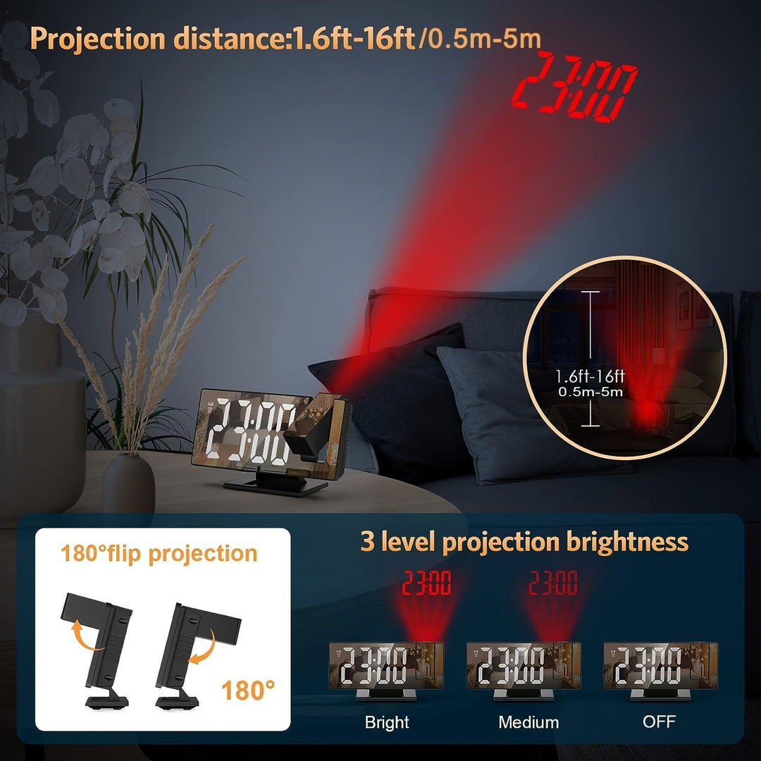 LED-projektioherätyskello 180° Säädettävällä Projektiolla 6