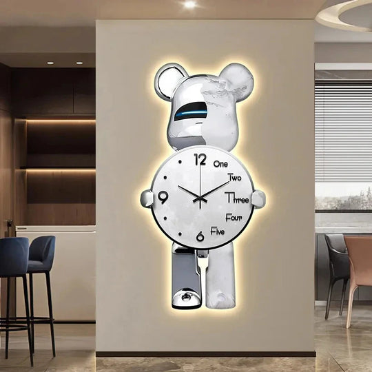 LED-seinäkello Star Bear Leikkisä Muotoilu 10