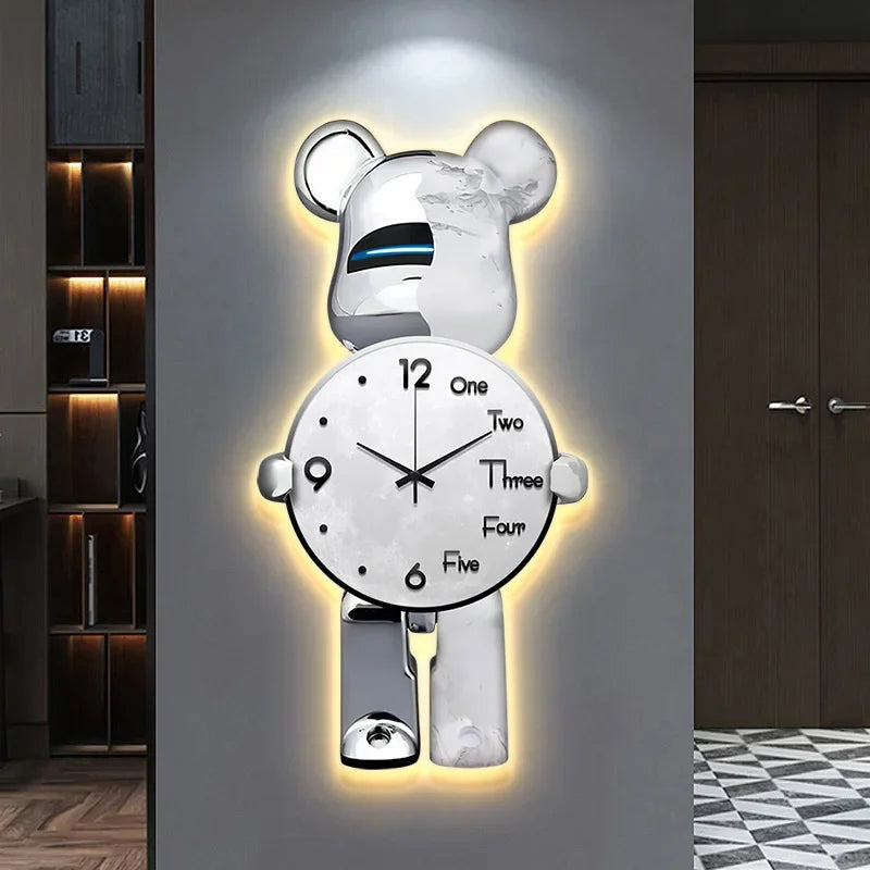 LED-seinäkello Star Bear Leikkisä Muotoilu 2
