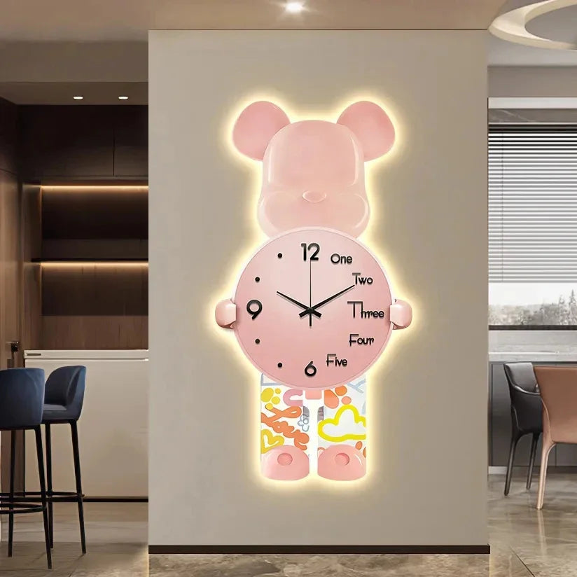 LED-seinäkello Star Bear Leikkisä Muotoilu 9