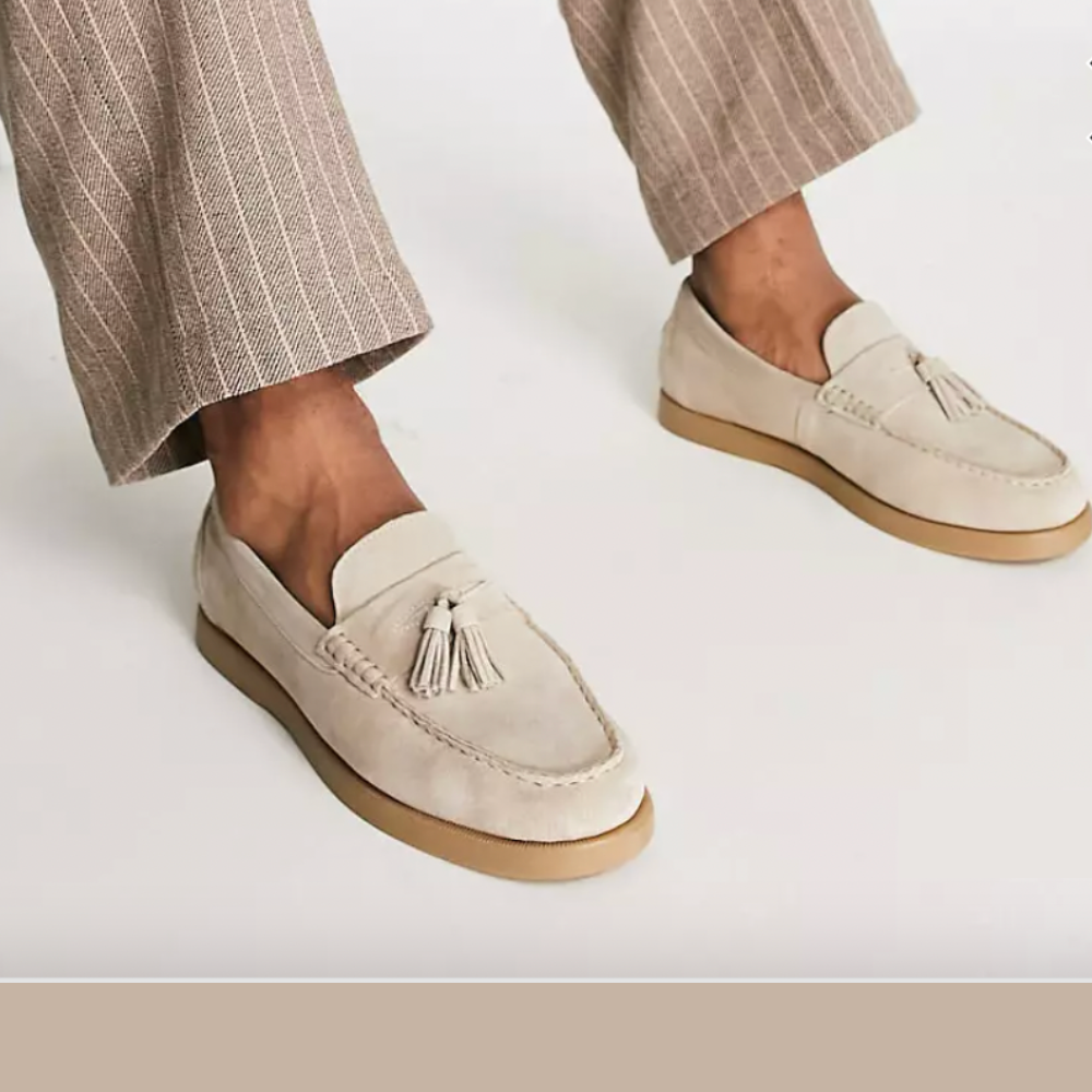 Miesten Loaferit Beige Nahka Tyylikkäällä Muotoilulla-1