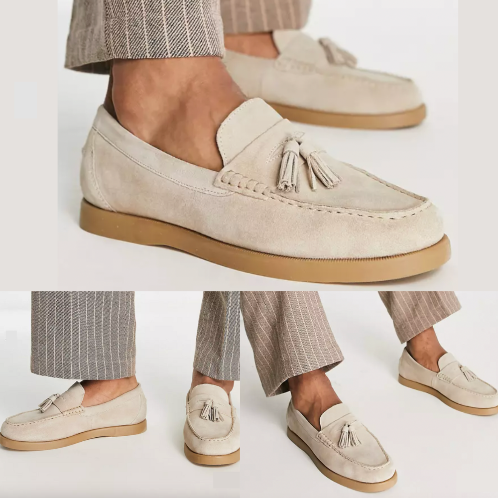 Miesten Loaferit Beige Nahka Tyylikkäällä Muotoilulla-3