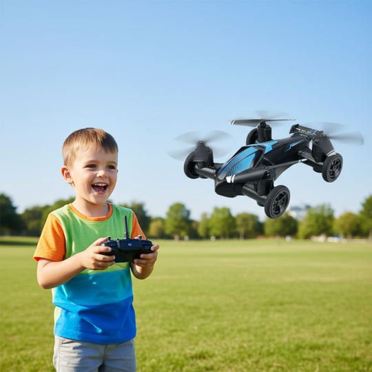 Lapsille suunniteltu 2-in-1 kauko-ohjattava ajoneuvo ja drone 1