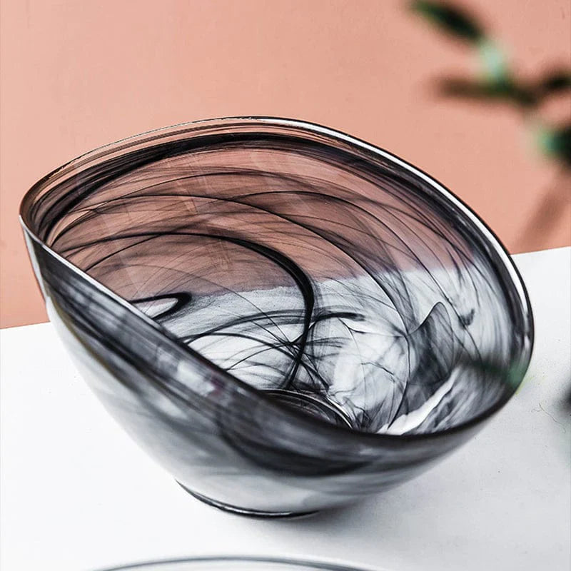 Lasinen Salaattikulho Epäsäännöllisellä Muotoilulla Moderni Kattaukseen 2
