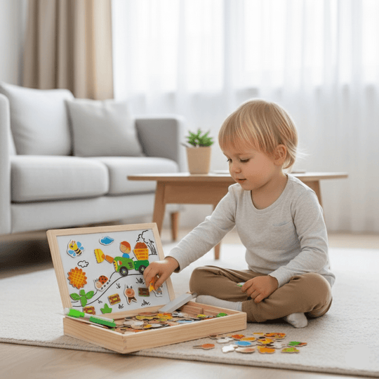 Lasten 2-in-1 Piirustustaulu Magneetti- ja Liitupinnalla 2