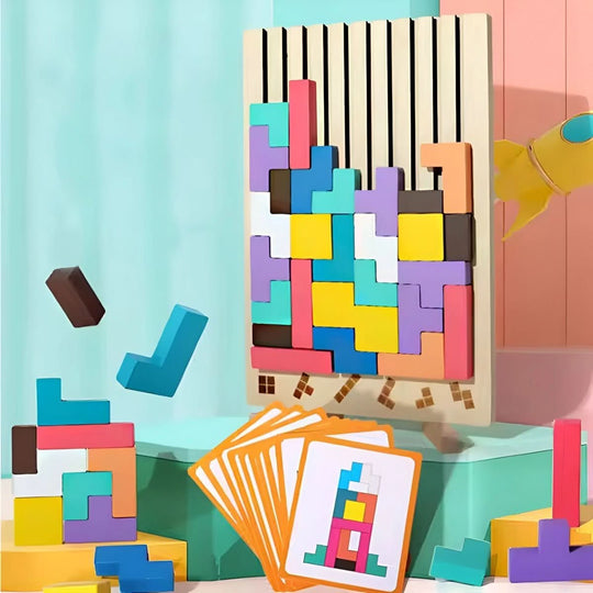 Lasten Montessori-puinen Pinoamispeli Tetris 0