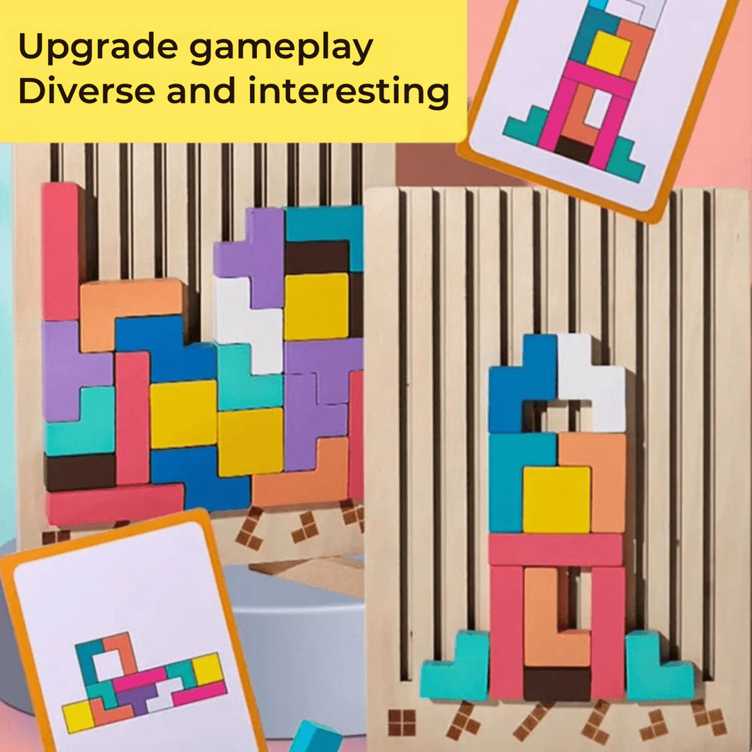 Lasten Montessori-puinen Pinoamispeli Tetris 2